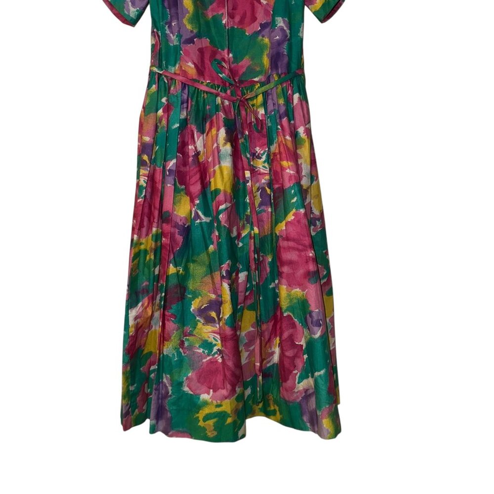 Vintage Cary San Francisco Dress Big Girls 14 Bright Floral Modest Long Maxi - Picture 8 of 10